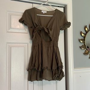 Green tie in front dress